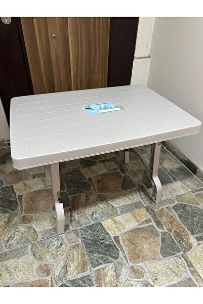 EFELER PLASTİK BÜYÜK BOY 78X58X57 CM KREM PLASTİK KATLANIR MASA PİKNİK MASASI...