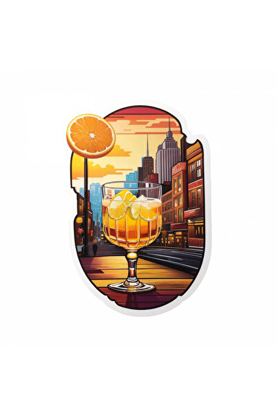 INOVATIX Set de 8 piese, Autocolant cocktail whisky acru seara, INOVATIX®. 6 cm