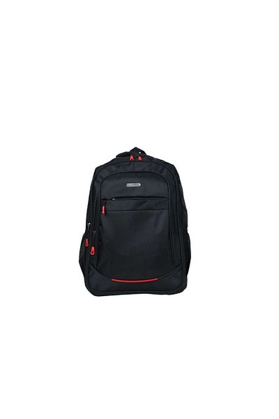 Generic STARGOLD 20-Inch Black Backpack, Durable Polyester, Spacious Design with Red Accent Zippers