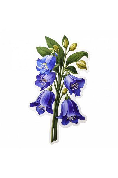 INOVATIX Set of 8, Sticker Bluebell flower branch, INOVATIX®. 6 cm