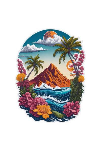 INOVATIX Set de 8 autocolante peisaj cu palmieri, INOVATIX®. 6 cm