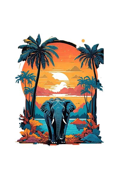 INOVATIX Set of 8 pieces, Sticker Elephant in the jungle, INOVATIX®. 6 cm