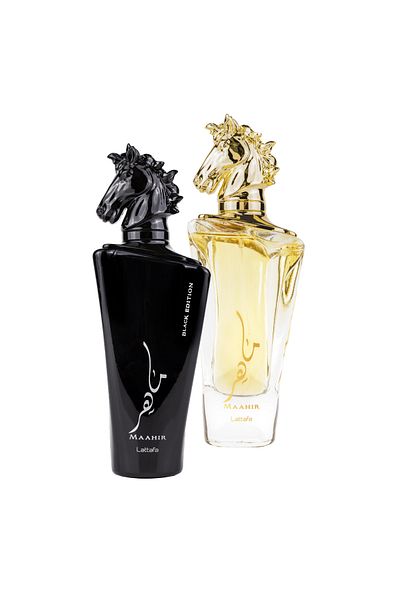 lattafa Pack of 2 best-selling perfumes, Maahir 100 ml and Maahir Black 100 ml