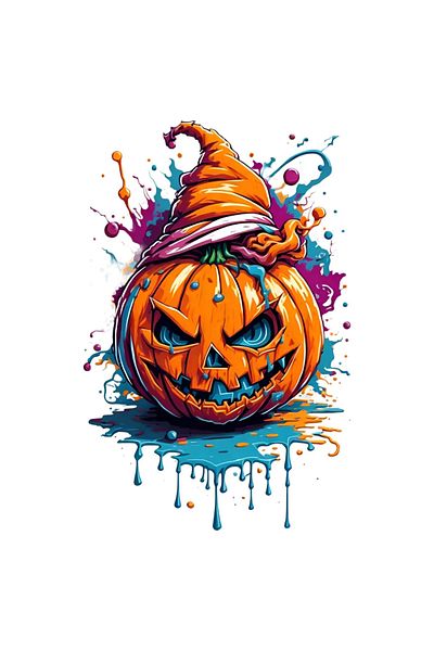 INOVATIX Set of 8 pieces, Pumpkin with Halloween hat sticker, INOVATIX®. 6 cm