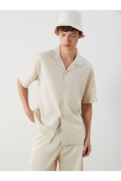 LC Waikiki Xside Comfortable Fit Short Sleeve Linen Blend Men's Shirt