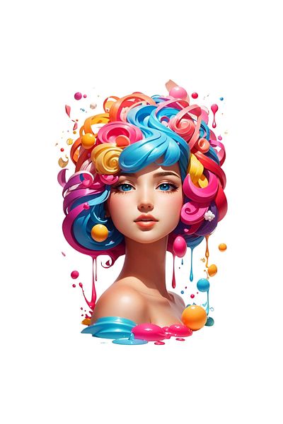 INOVATIX Set of 8 pieces, Sticker Girl with curls, INOVATIX®. 6 cm
