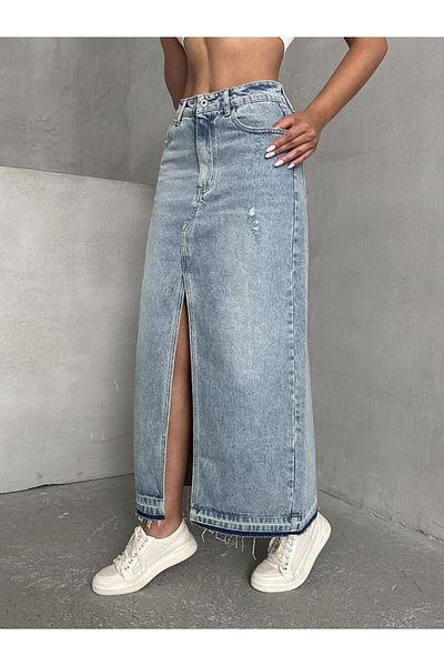 ADA MODA Long denim skirt with front slit