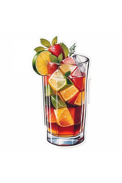INOVATIX Set de 8 piese, autocolant Cocktail Pimm's, INOVATIX®. 6 cm