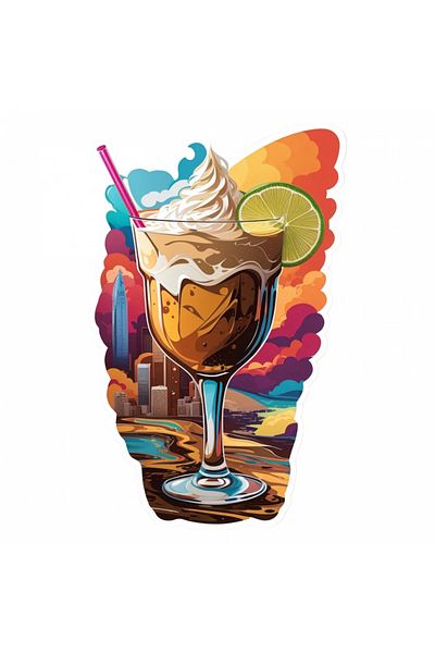 INOVATIX Set de 8 autocolante cocktail cu alunecări de teren și frișcă, INOVATIX®. 6 cm