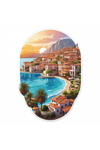 INOVATIX Set de 8 piese, autocolant cu vedere la mare în orașul Antalya, INOV...