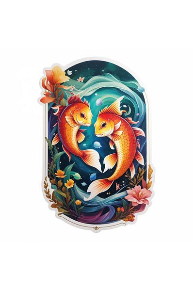 INOVATIX Set de 8 piese, autocolant Pești, simbol zodiacal Pești, INOVATIX®. 6 cm