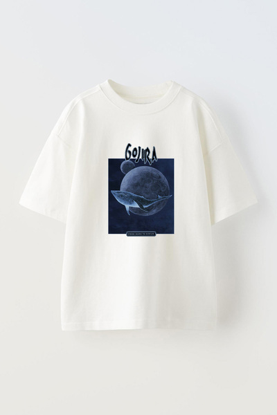 Anetos Tricou Gojira From Mars Front cu imprimeu Cotton White supradimensionat