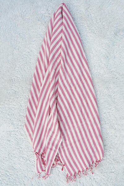 Defne&Apollon İpekçilik Hand Woven Cotton - Linen Peshtemal 95 X 200 cm - Pink