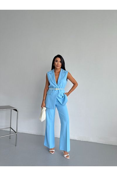 CLB COLLECTION Women's Vest Wide Leg Pants Set