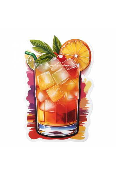 INOVATIX Set of 8 pieces, Mai Tai Cocktail Sticker, INOVATIX®. 6 cm