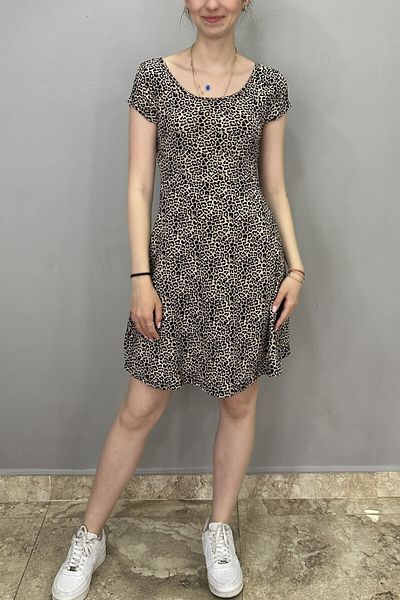 Tam Moda Women's Leopard Patterned Flounce Dress