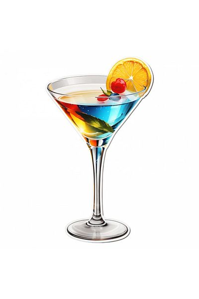 INOVATIX Set of 8 pieces, Cocktail Sticker dry martini with lemon slice, INOVATIX®. 6 cm