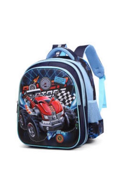 Generic STARGOLD 14-Inch Kids Backpack, Racing Monster Truck Print, Stylish Fabric School Bag for Boys