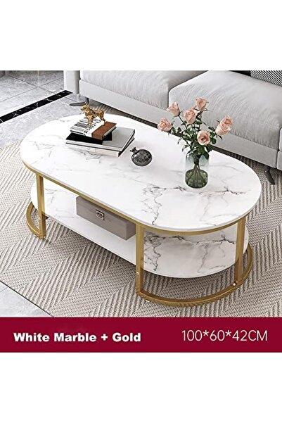 Generic 2 Tier Center Table Coffee Table, Living Room Sofa Side Table Simple Design Coffee Table Round Coffe