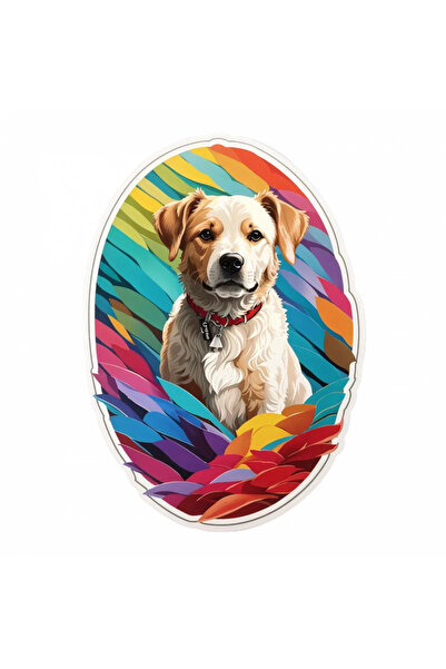 INOVATIX Set de 8 piese, autocolant cățeluș Brittany cu zgardă, INOVATIX®. 6 cm