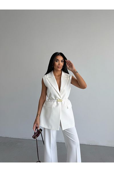 CLB COLLECTION Women's Vest Wide Leg Pants Set