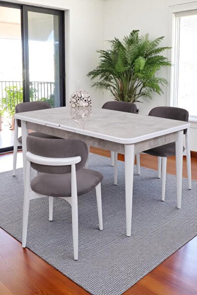 Erezogulları Mobilya Duru Norte Mdf Lak Panel Açılır Yemek Masa Takımı 90x160