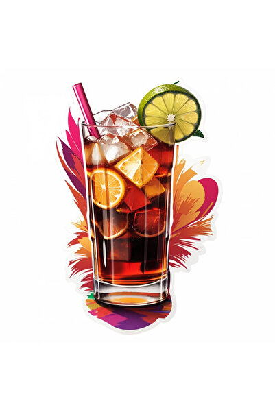 INOVATIX Set de 8 autocolante cocktail Cuba libre cu gheață, INOVATIX®. 6 cm