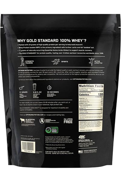 Optimum Nutrition Gold Standard 100% Whey Protein Powder, Vanilla Ice Cream, 1 LB