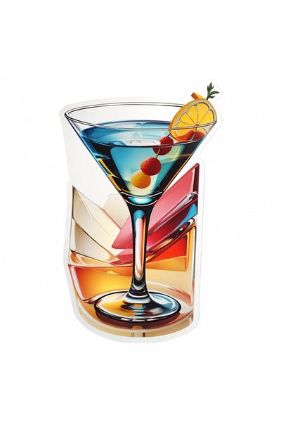 INOVATIX Set of 8 pieces, Sticker Cocktail dry martini, INOVATIX®. 6 cm