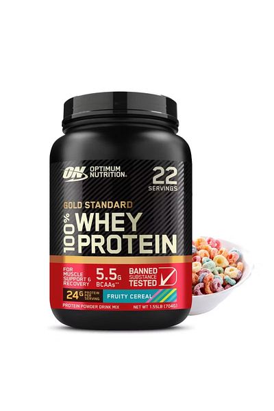 Optimum Nutrition Gold Standard 100% Whey Protein, Fruity Cereal, 1.5 LB