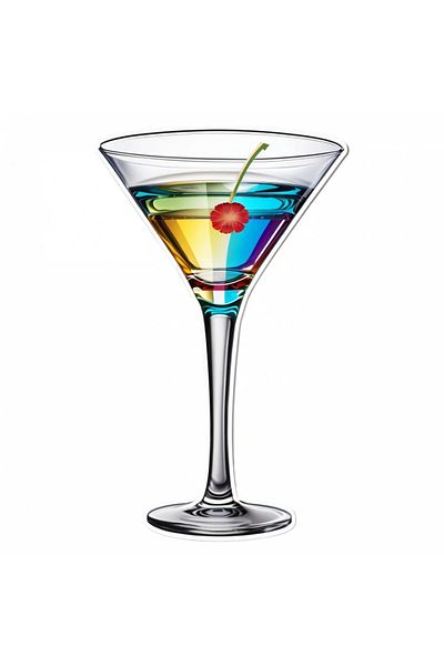 INOVATIX Set of 8, Cocktail Sticker Martini with cherry, INOVATIX®. 6 cm