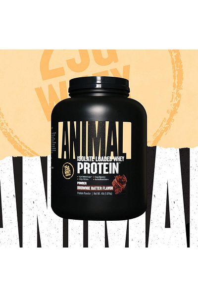 Universal Nutrition مسحوق بروتين مصل اللبن المعزول من Animal Whey، عجينة براوني، 4 أرطال