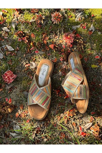 DİVA Ψάθινο πολυλουρεκτικό λουράκι για γυναίκες Daily Παντόφλες