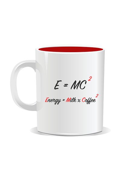 OEM Personalized coffee mug, E=MC2, English - Red interior
