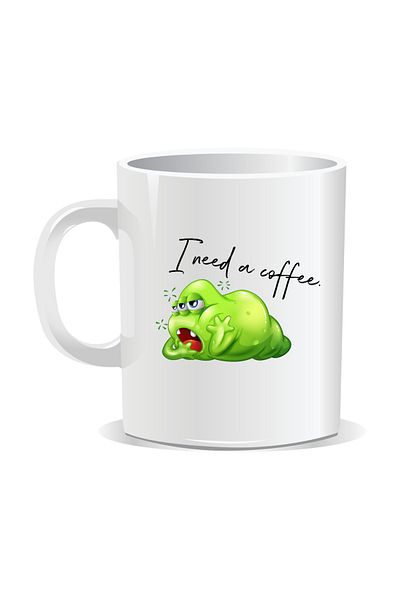 OEM Personalized coffee mug, I need a coffee, green monster - White interior