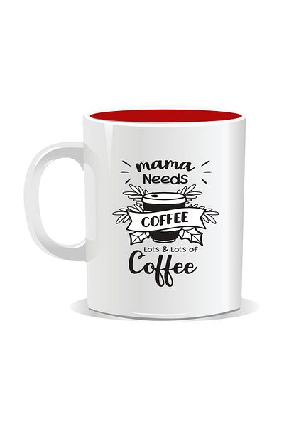 OEM Personalized coffee mug, Mama needs coffee - Red interior
