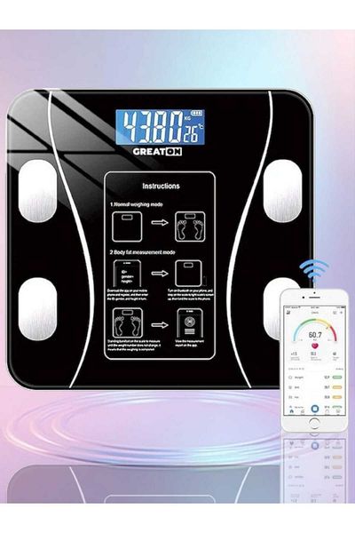 oemco Smart Body Scale with Phone App, Electronic, Tempered Glass, Elegant Design, LCD Display