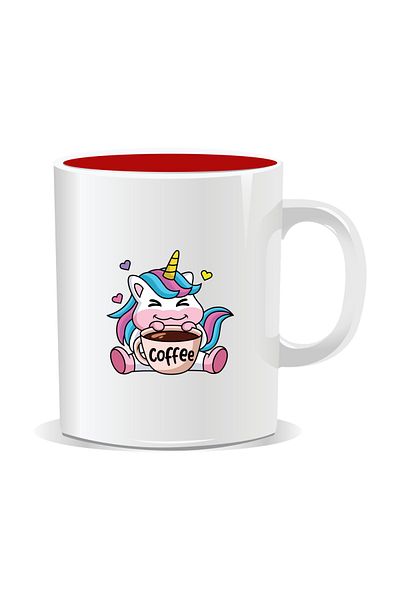 OEM Personalized coffee mug, Coffee Unicorn - Red interior