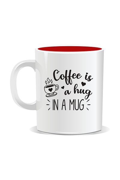 OEM Personalized coffee mug, Coffee is a hug in a mug - Red interior