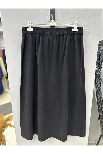 Nevayla Moda Linen Fabric Parachute Skirt - Black / A102