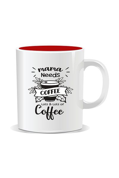 OEM Personalized coffee mug, Mama needs coffee - Red interior