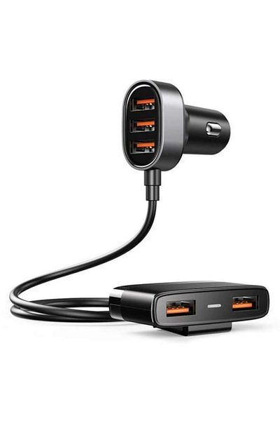 OEM Încărcător auto rapid, 5 x USB-A, 6.2A, cablu prelungitor, negru