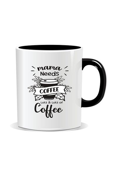 OEM Personalized coffee mug, Mama needs coffee - Black interior