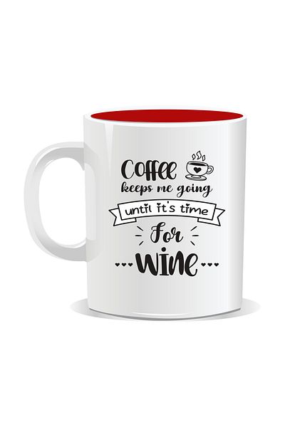 OEM Personalized coffee mug, Coffee keeps me going - Red interior