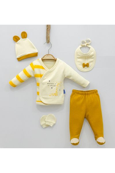 Zuff Baby Unisex Baby 5-Piece Striped Hospital Exit Set 0-3 Months