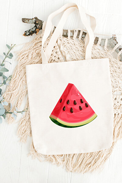 Bi Dünya Haber Geantă din pânză imprimată pepene verde