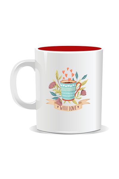 OEM Personalized coffee mug, Coffee with love - Red interior