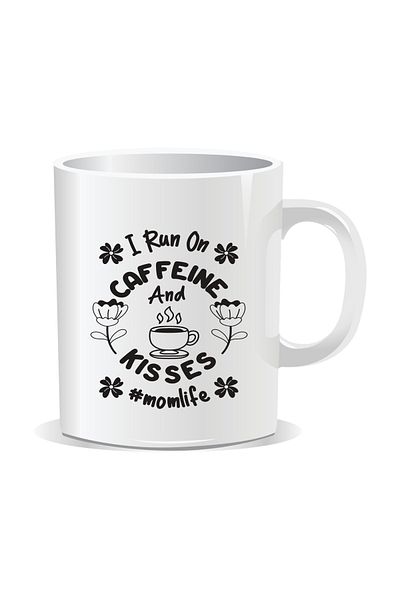 OEM Personalized coffee mug, I run on caffeine and kisses - White interior