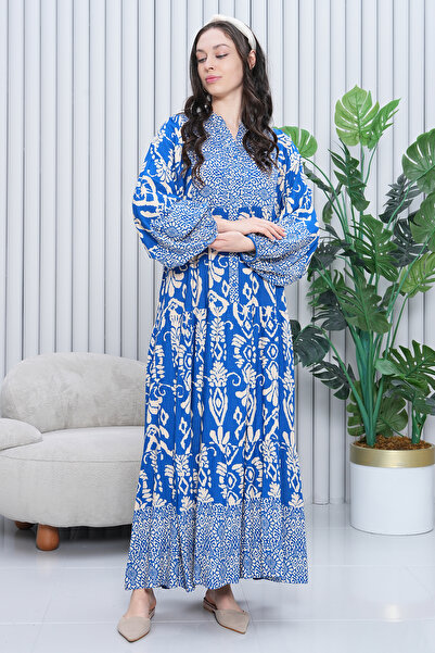 EL jadida Γυναικείο μπλουζάκι με μοτίβο Katkat Plus Size Βισκόζη Μπλε