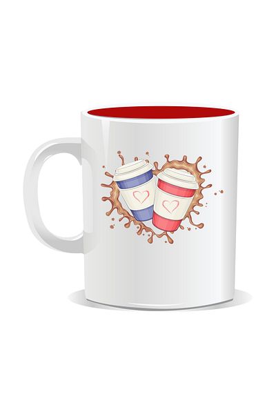OEM Personalized coffee mug, 2 coffee mugs - Red interior